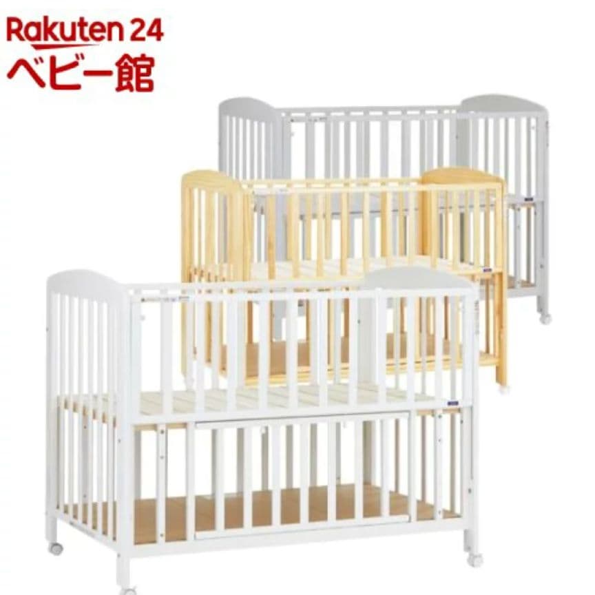 ベビーベッド ハイタイプ 床板すのこ 【カトージ(KATOJI)】メリー付き