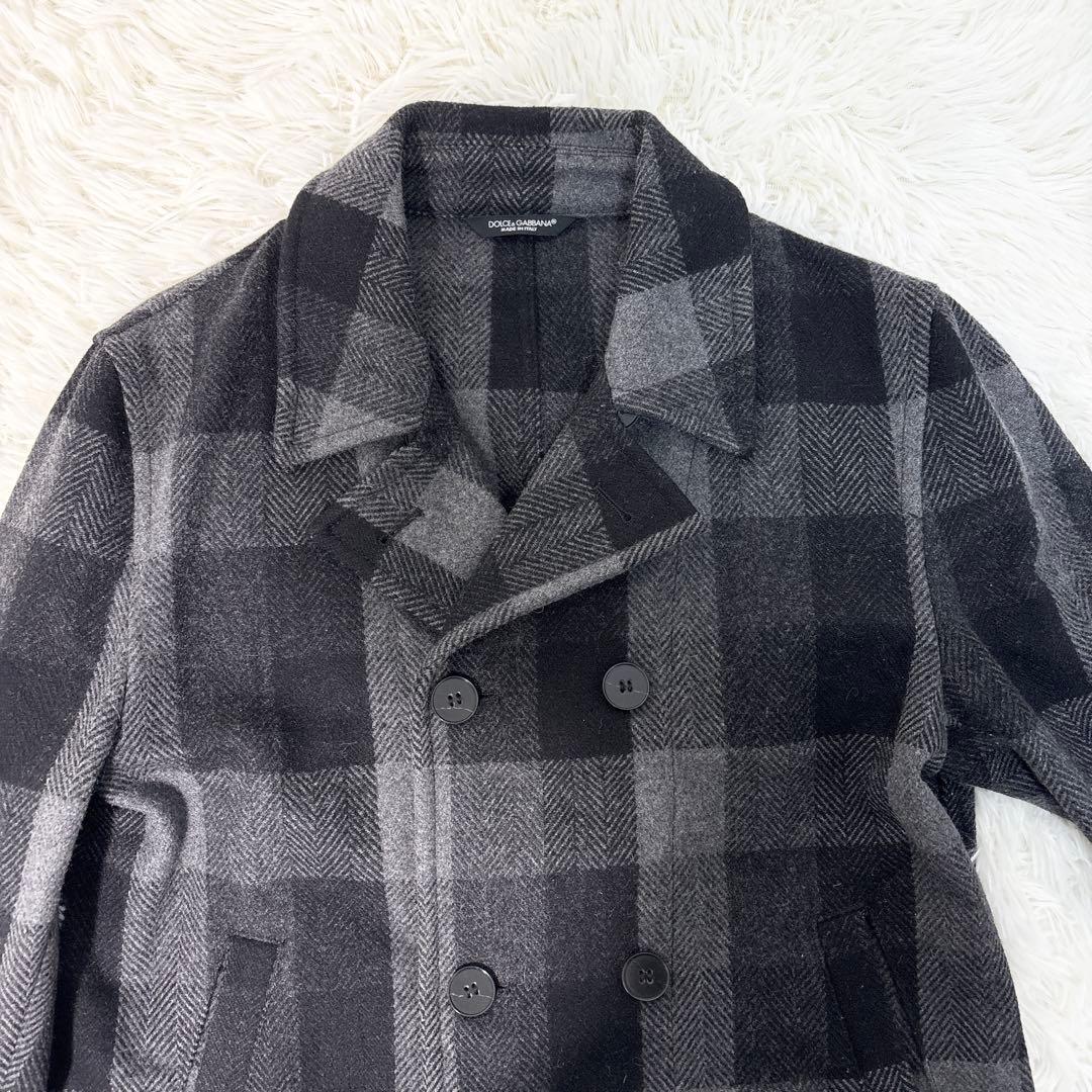 ☆美品☆ドルチェ＆ガッバーナ ピーコート チェック ダブルブレストS