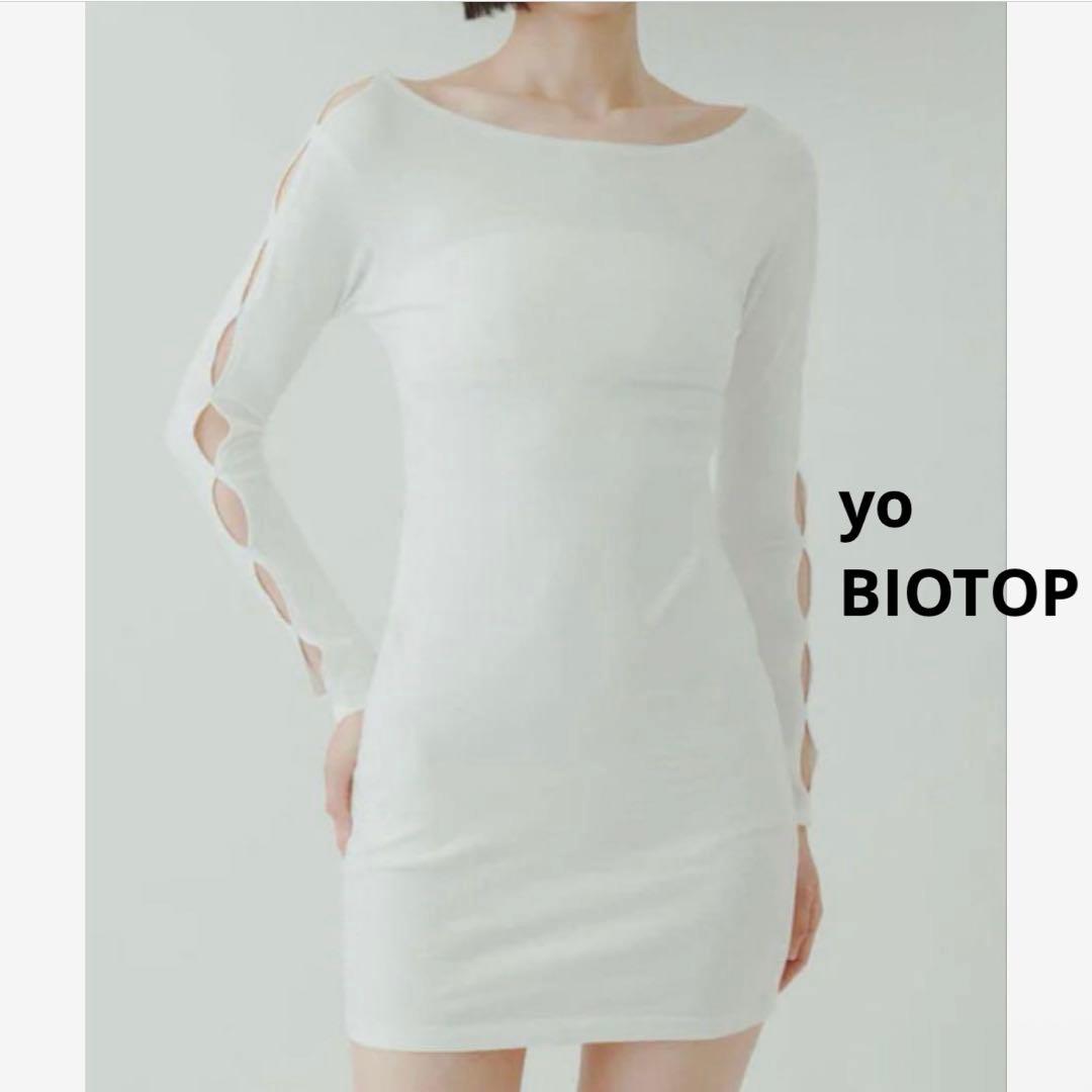 トップス yo BIOTOP open sleeve cotton mini dress