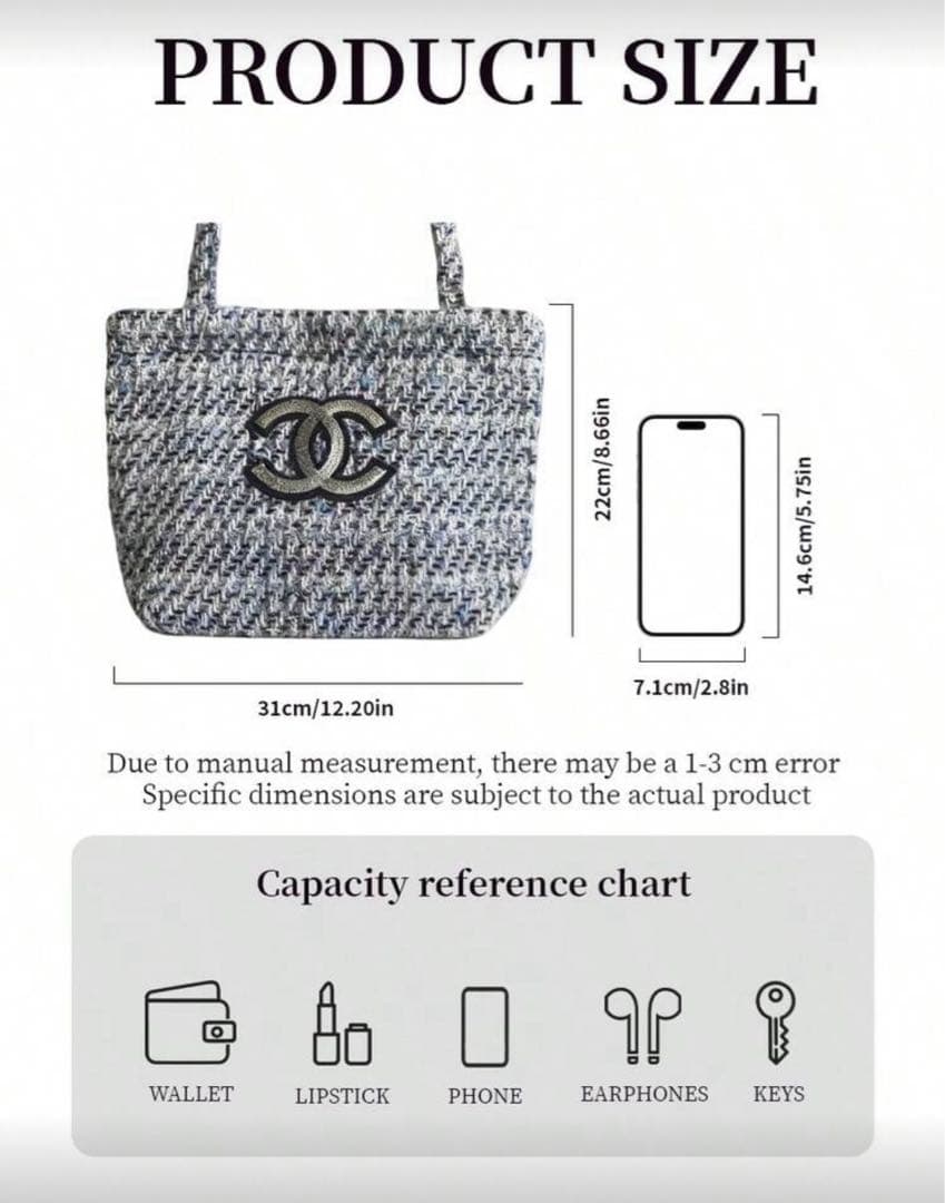 CHANEL シャネルノベルティ　トートバッグ　ハンドバッグ　ブルーラメニット