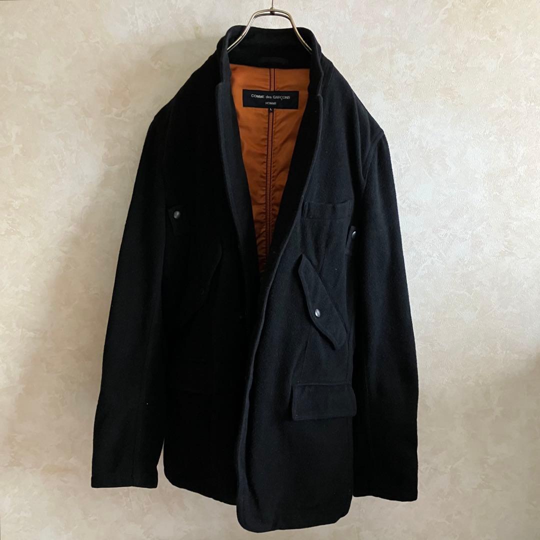 00's コムデギャルソン オム ウール中綿ジャケット 黒 L ミリタリー