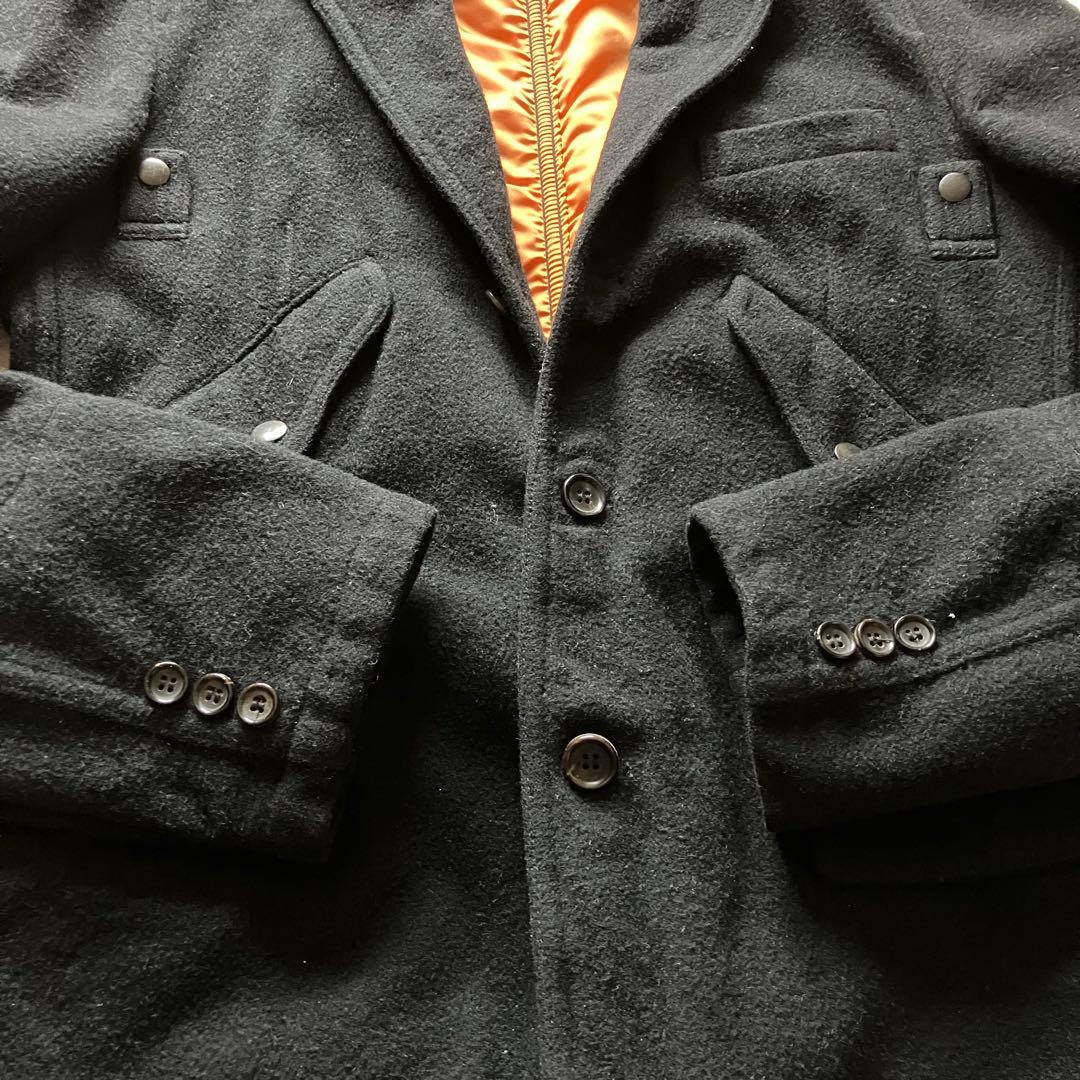 00's コムデギャルソン オム ウール中綿ジャケット 黒 L ミリタリー