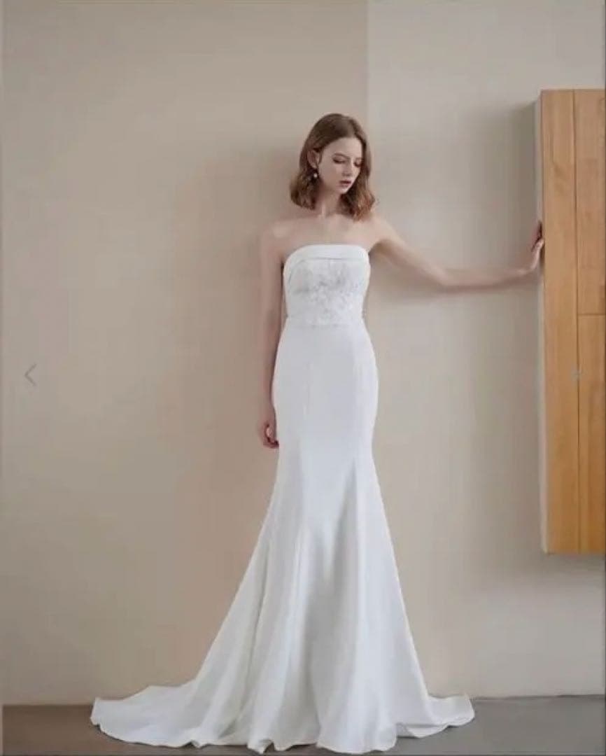 ベアトップ ウェディングドレス 結婚式 マーメイド