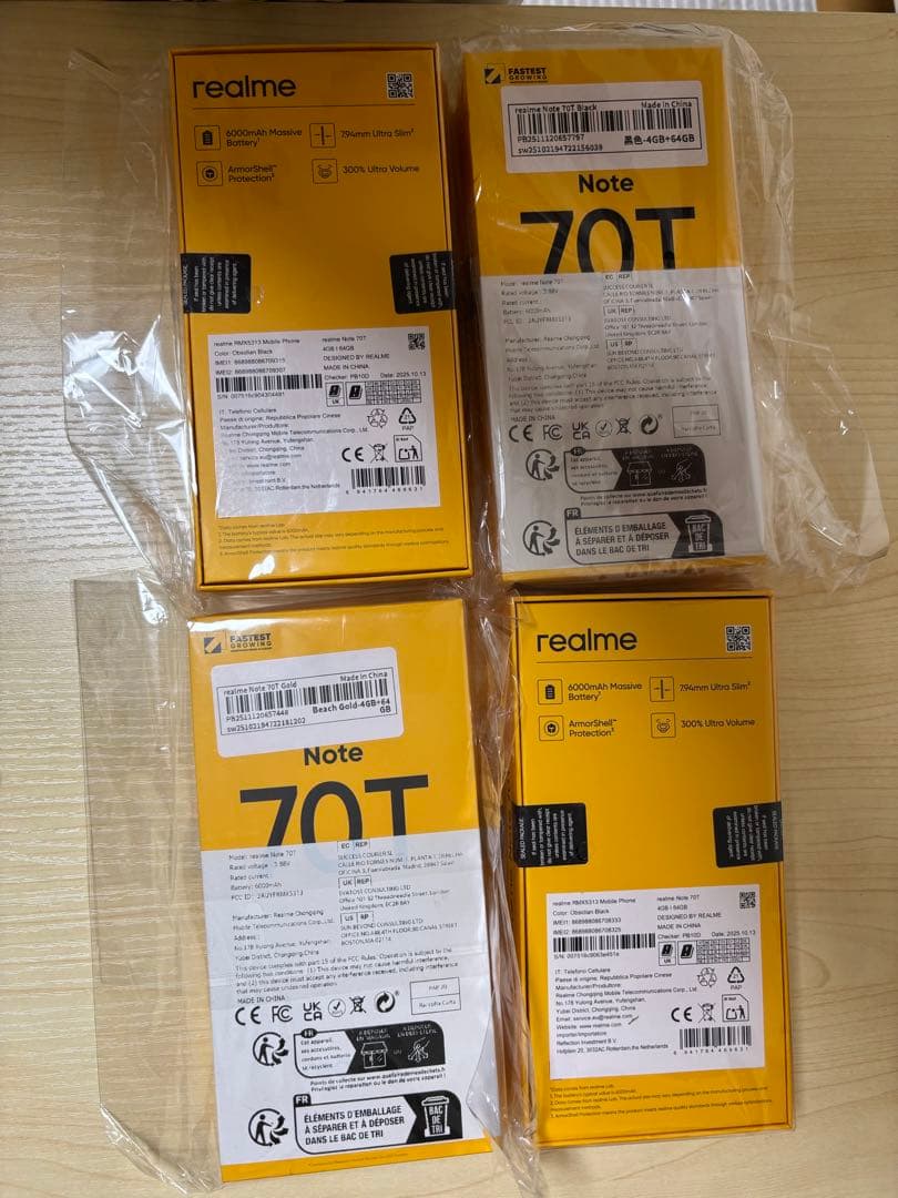 REALME NOTE 70T 本体 RAM 4GB+64GB 4台セット