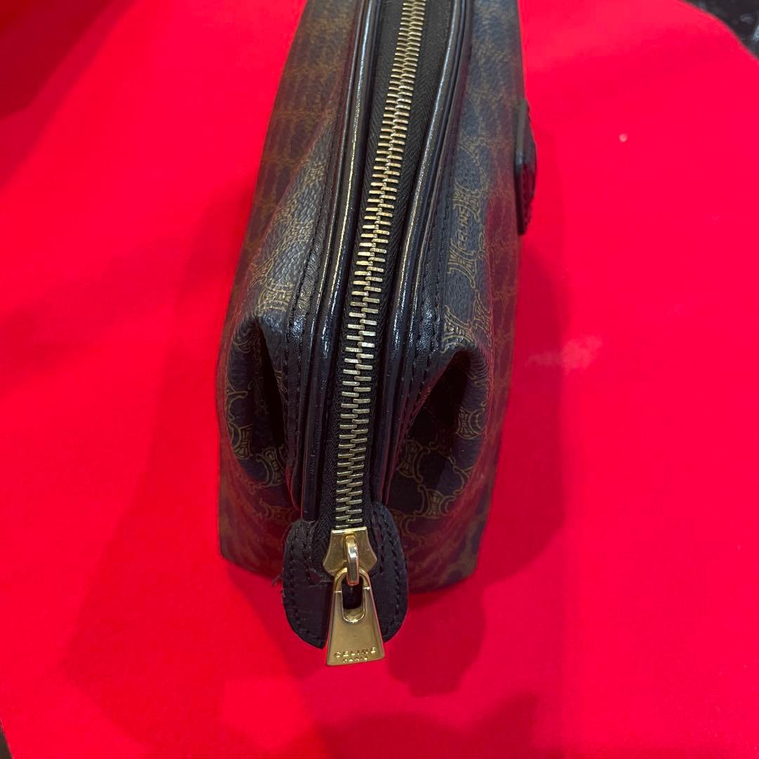 オールド　セリーヌ　ポーチ　セカンドバッグ　黒マカダム　がま口　トリオンフ