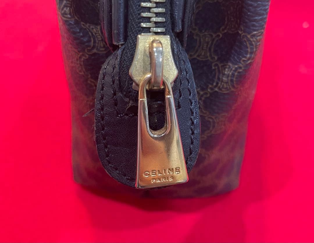 オールド　セリーヌ　ポーチ　セカンドバッグ　黒マカダム　がま口　トリオンフ