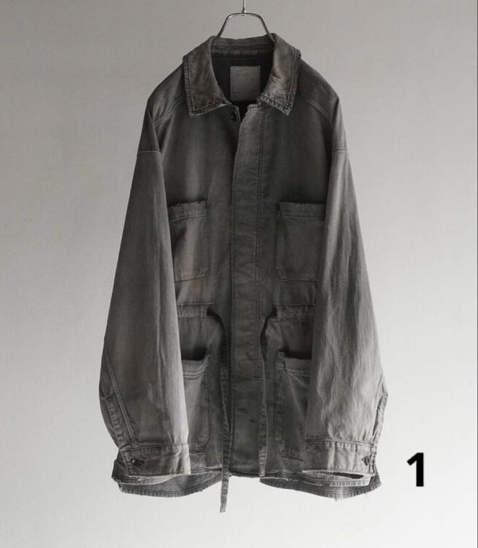 ジャケット・アウター ANCELLM AGING DENIM SHIRT JACKET BLACK 1