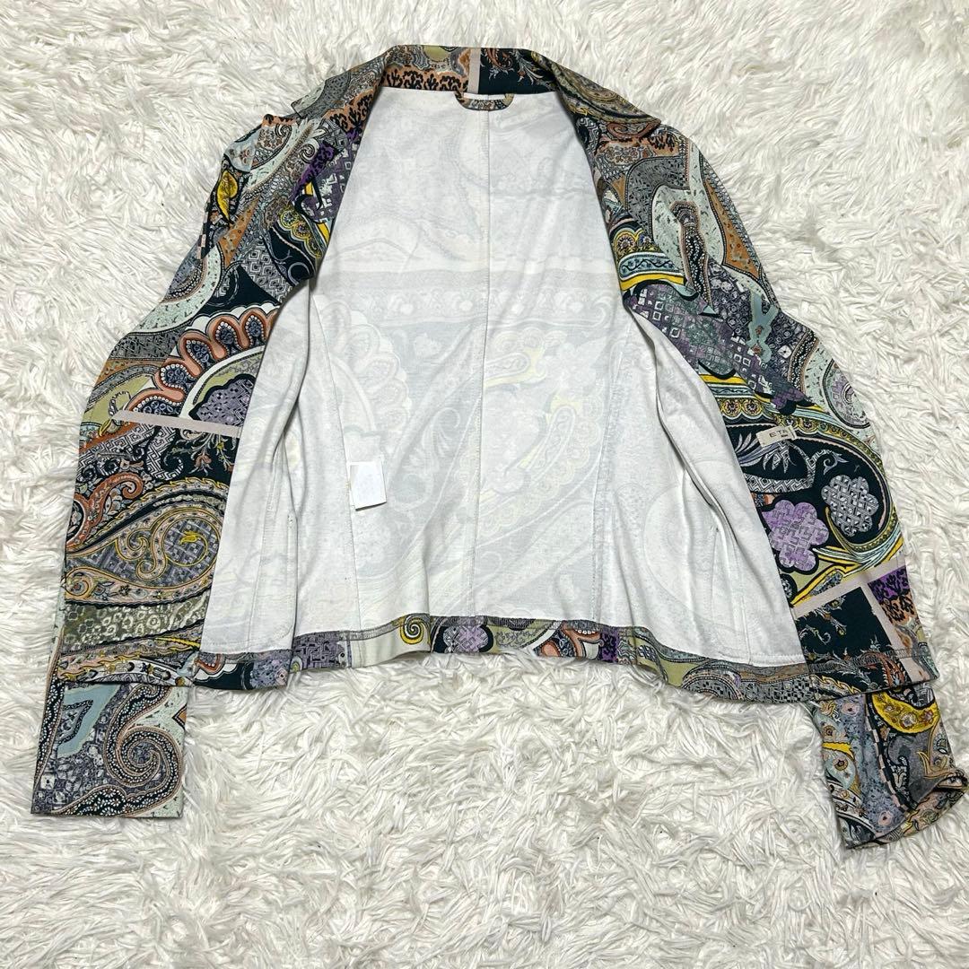 良品　エトロ　テーラードジャケット　42 マルチカラー　ストレッチ　総柄