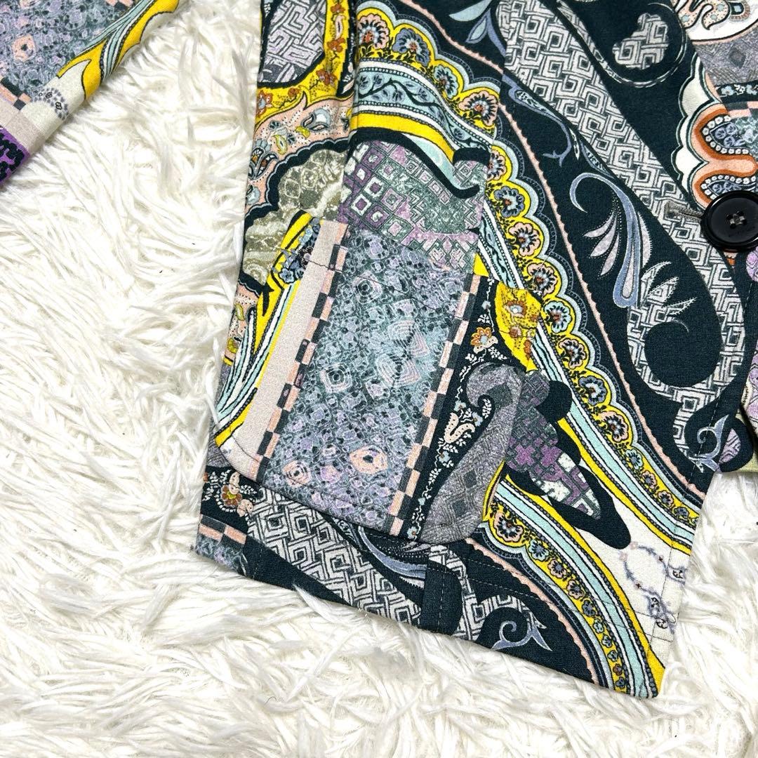 良品　エトロ　テーラードジャケット　42 マルチカラー　ストレッチ　総柄