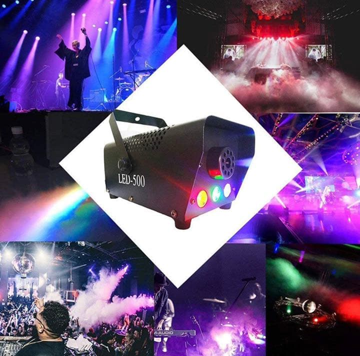 スモークマシン フォグマシン 500W 3 LED RGBモード 赤、緑青LED