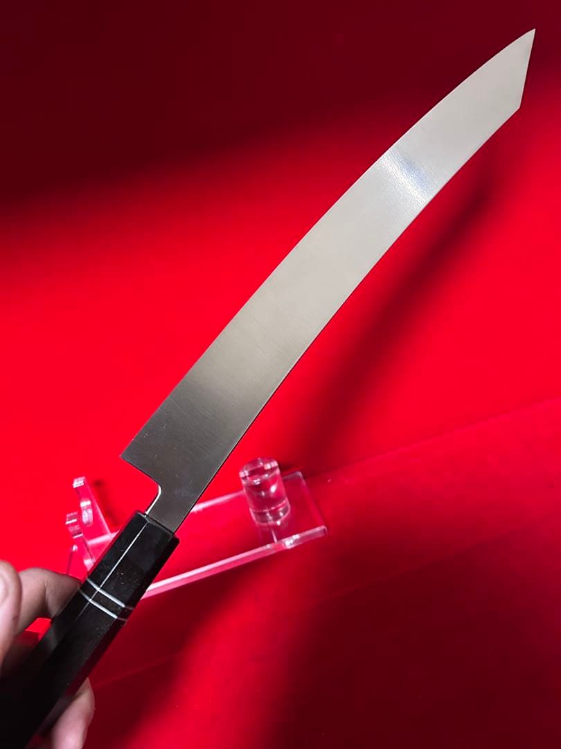 01594 包丁　切付　鬼反り　鏡面仕上げ　切味抜群　箱付　未使用品