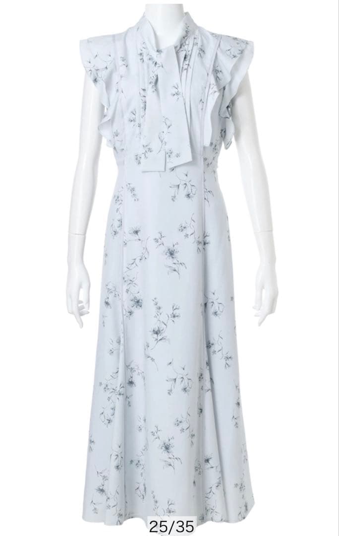 専用Apuweiser-riche ボウタイ プリント ナローワンピース