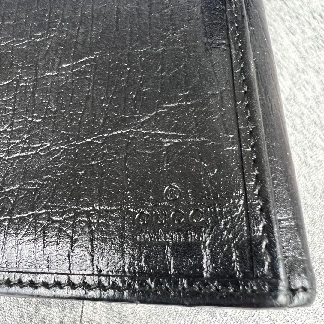 GUCCI グッチ GGキャンバス レザー シェリーライン 長財布 ブラック