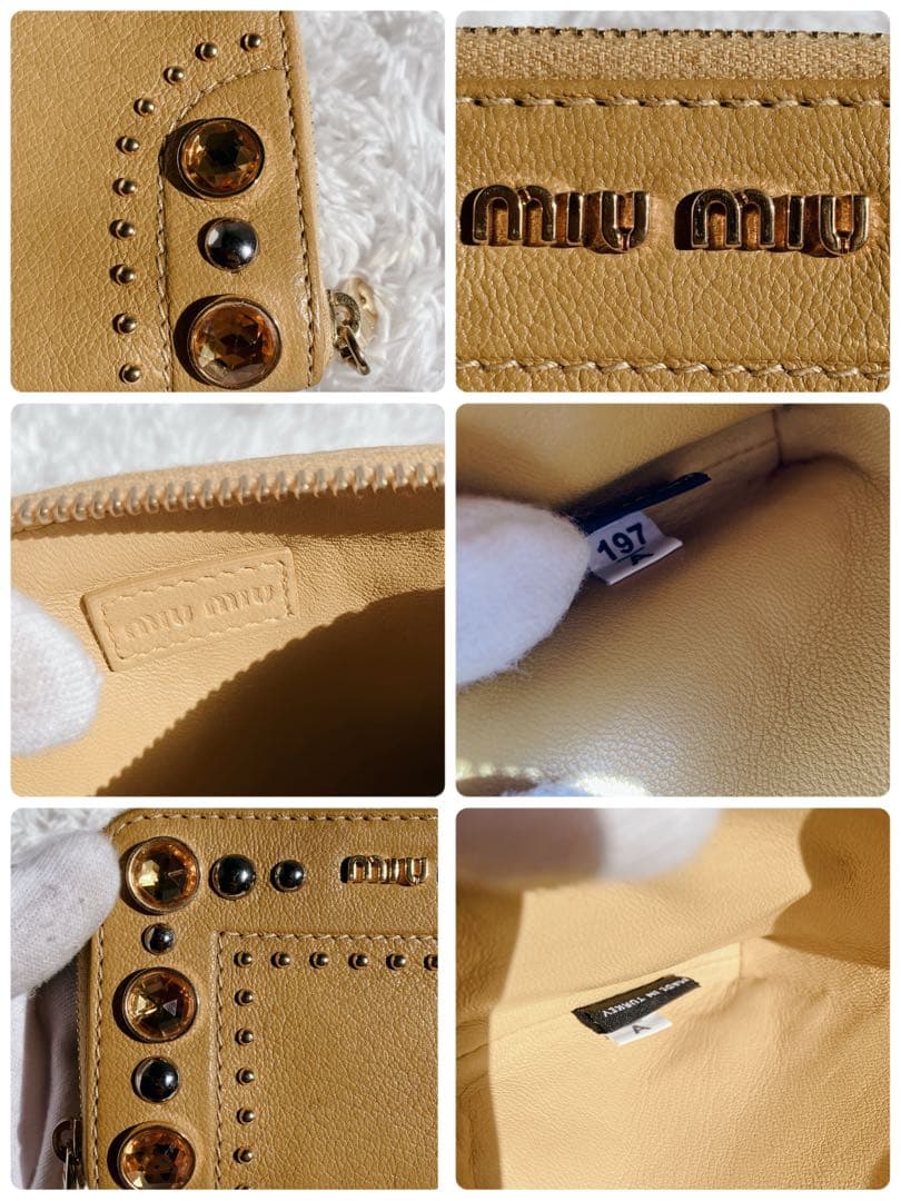 激レア✨ミュウミュウ　ケース　スタッズ　ビジュー　ラインストーン　黄色