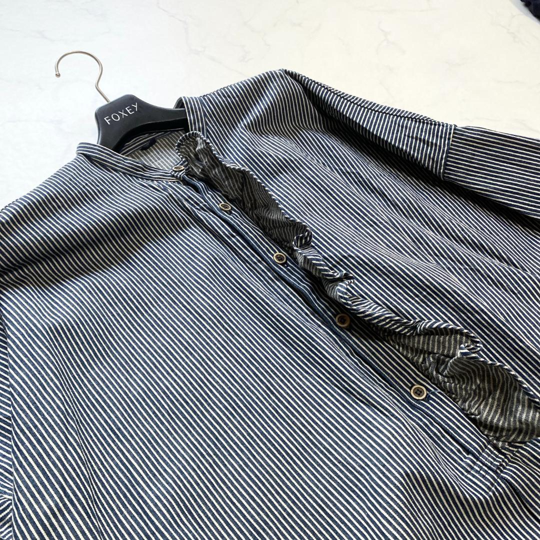 美品✨45R ONEONE いろいろデニムのプルフリルチュニック インディゴ