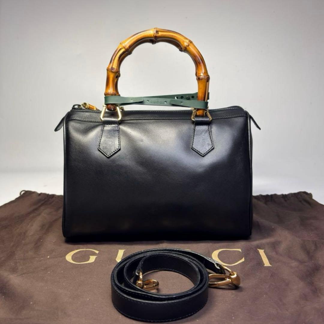 極美品　GUCCI グッチバンブーレザーミニボストン　2way ショルダーバッグ