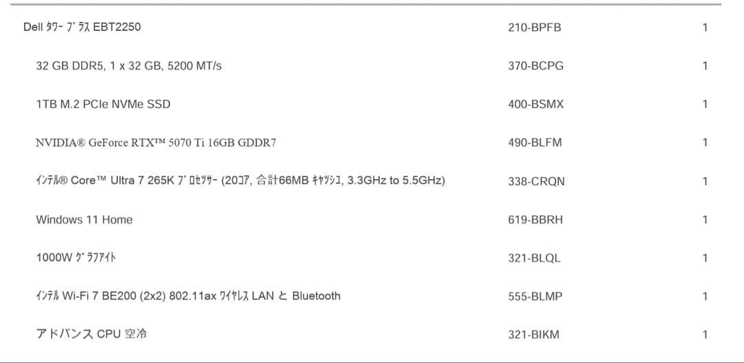 【新品未開封】Dell ゲーミングPC EBT2250 RTX5070ti