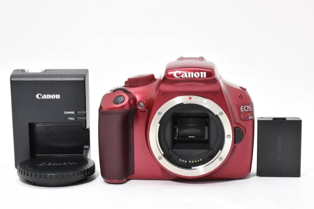 【外観美品】Canon EOS KISS X50 ボディ レッド 動作品
