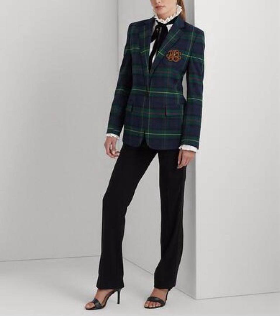 【ローレンラルフローレン】テーラードジャケット　ブリオン刺繍　洗える　チェック