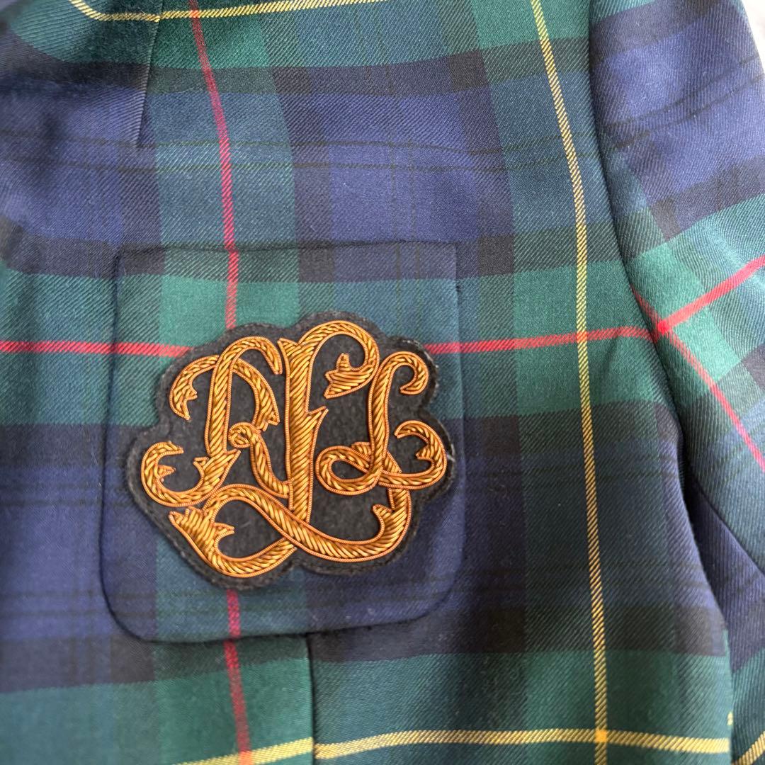 【ローレンラルフローレン】テーラードジャケット　ブリオン刺繍　洗える　チェック