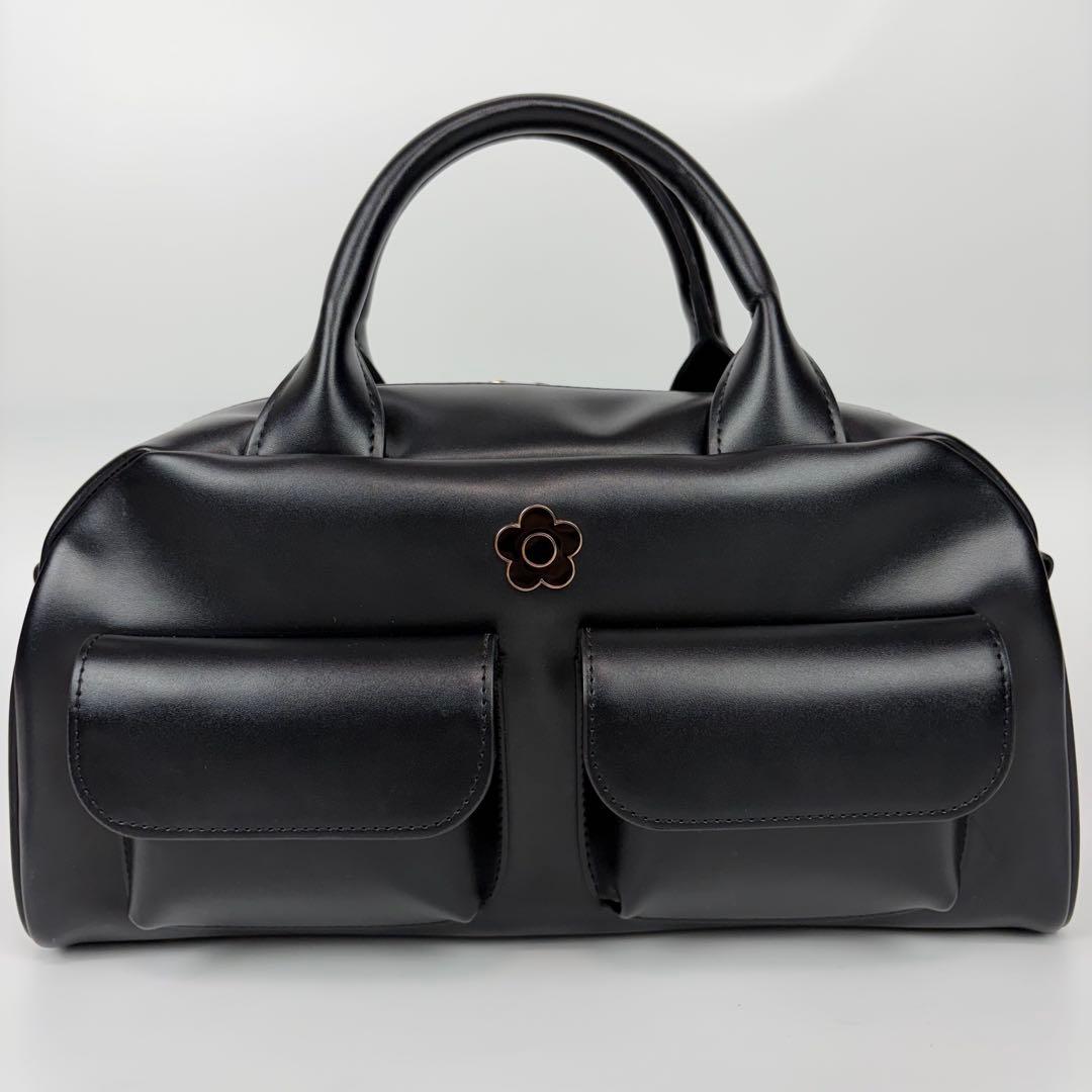 未使用✨マリークワント Wフラップポケット デイジー 2way ハンドバッグ 黒