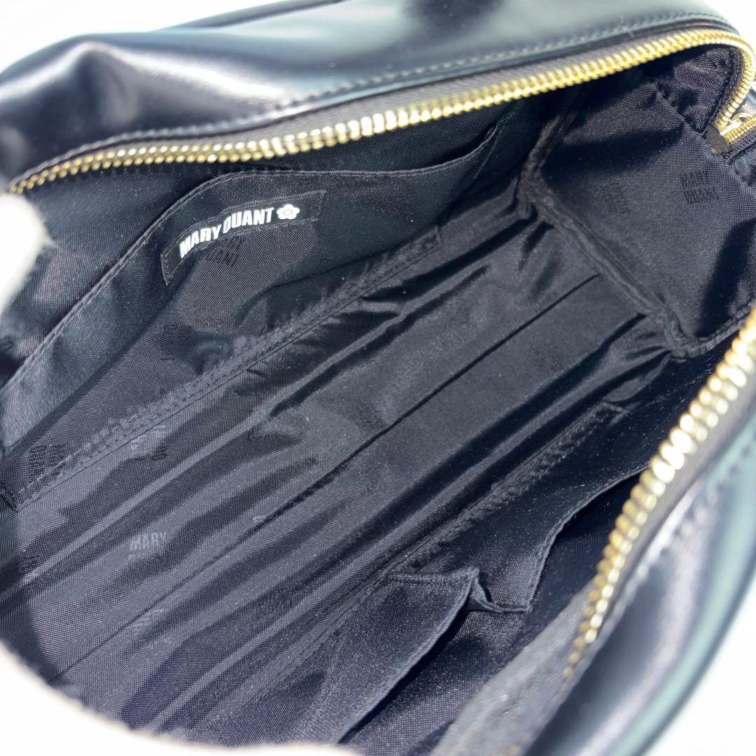 未使用✨マリークワント Wフラップポケット デイジー 2way ハンドバッグ 黒