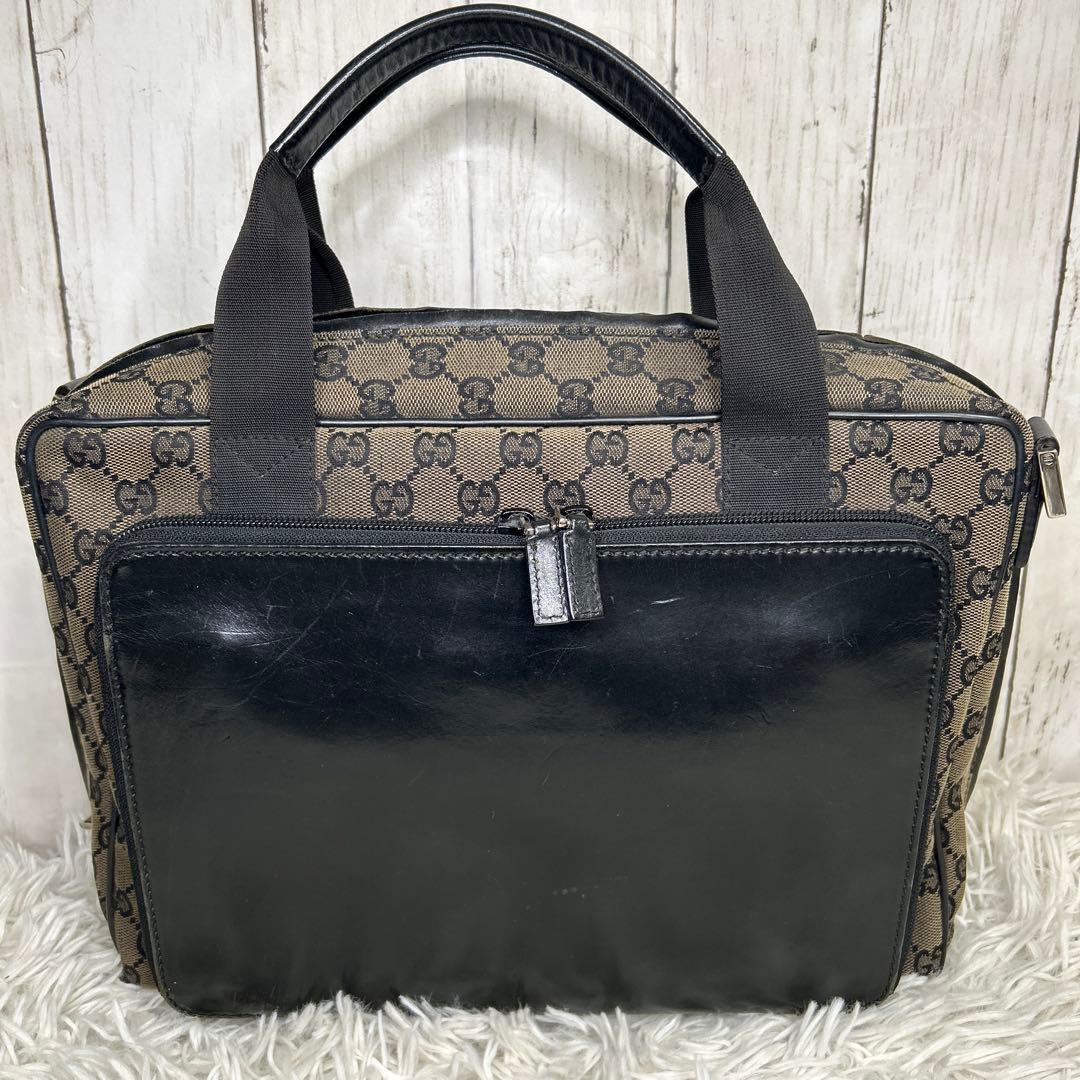 GUCCI GGキャンバス レザー　ビジネスバッグ トートバッグ　ハンドバッグ