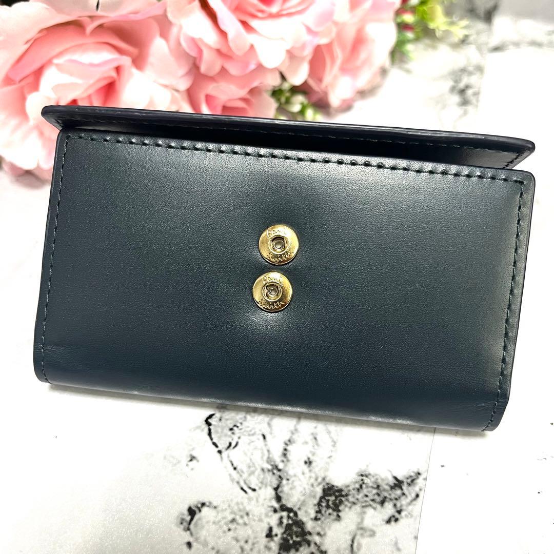 【ほぼ未使用】ポールスミス キーケース ネイビー マーケトリーストライプラビット