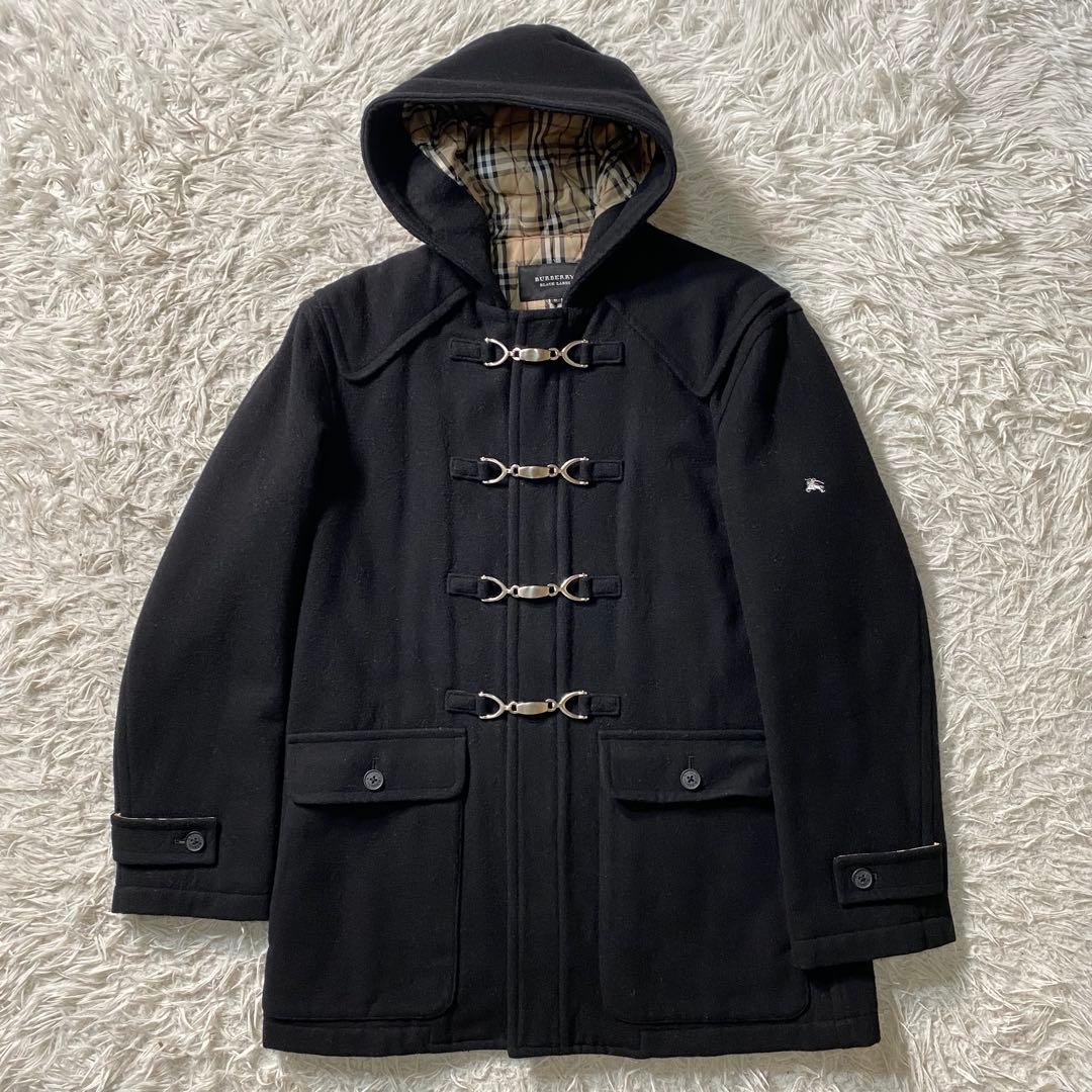 美品】バーバリーブラックレーベル　ダッフルコート　金具　ノバチェック　ナイトロゴ