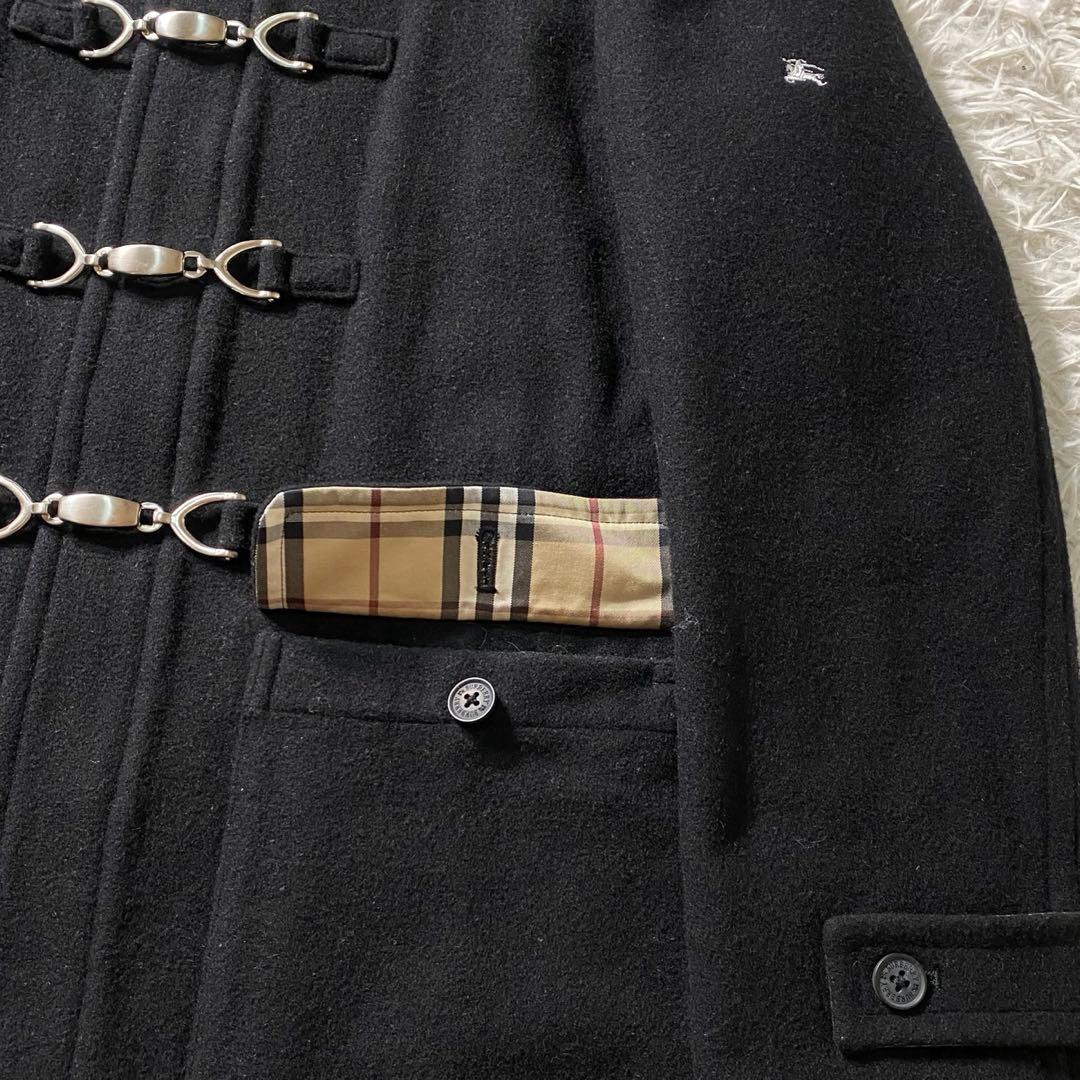 美品】バーバリーブラックレーベル　ダッフルコート　金具　ノバチェック　ナイトロゴ
