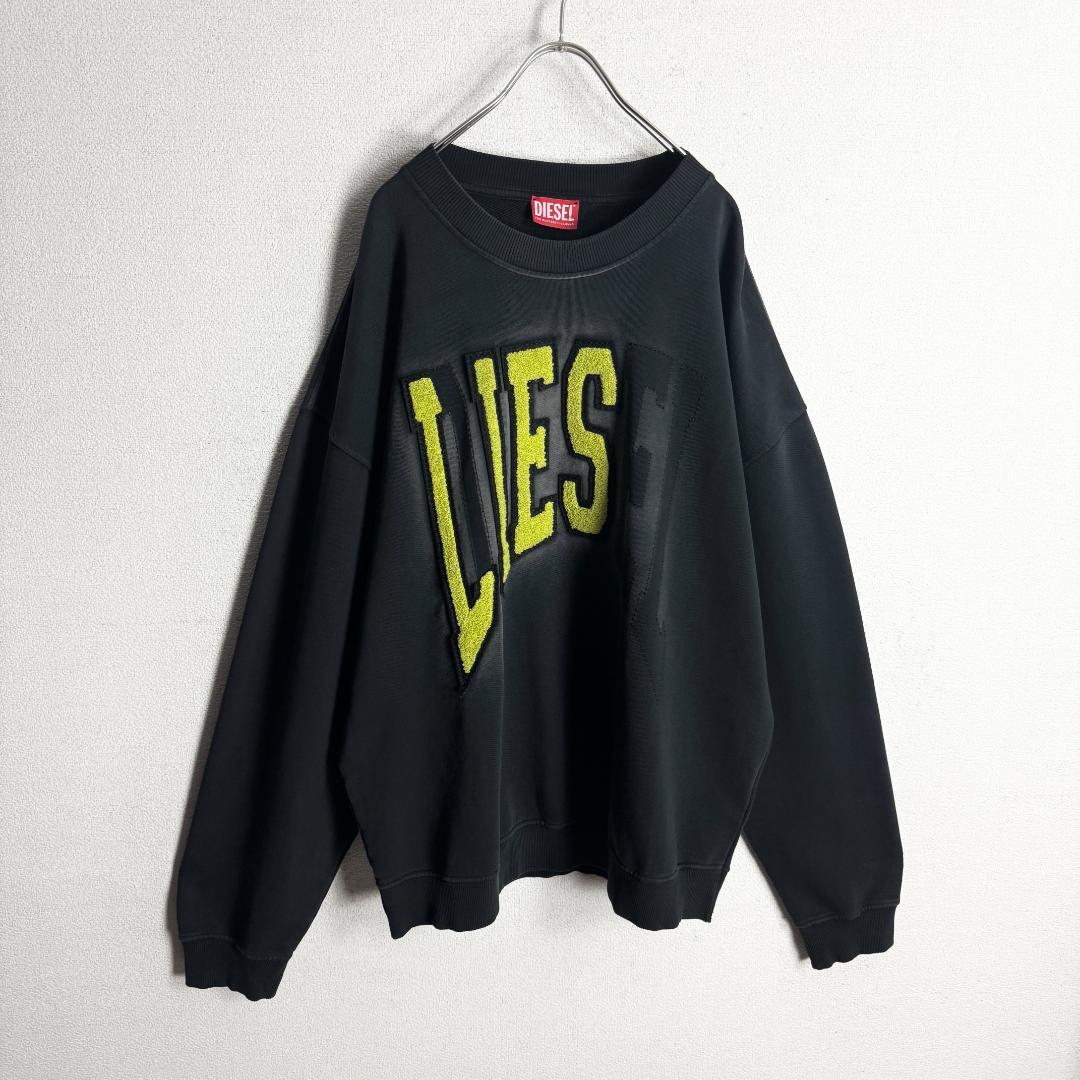【美品☆完売モデル☆ヴィンテージ加工☆】ディーゼル パイル刺繍ロゴ スウェット