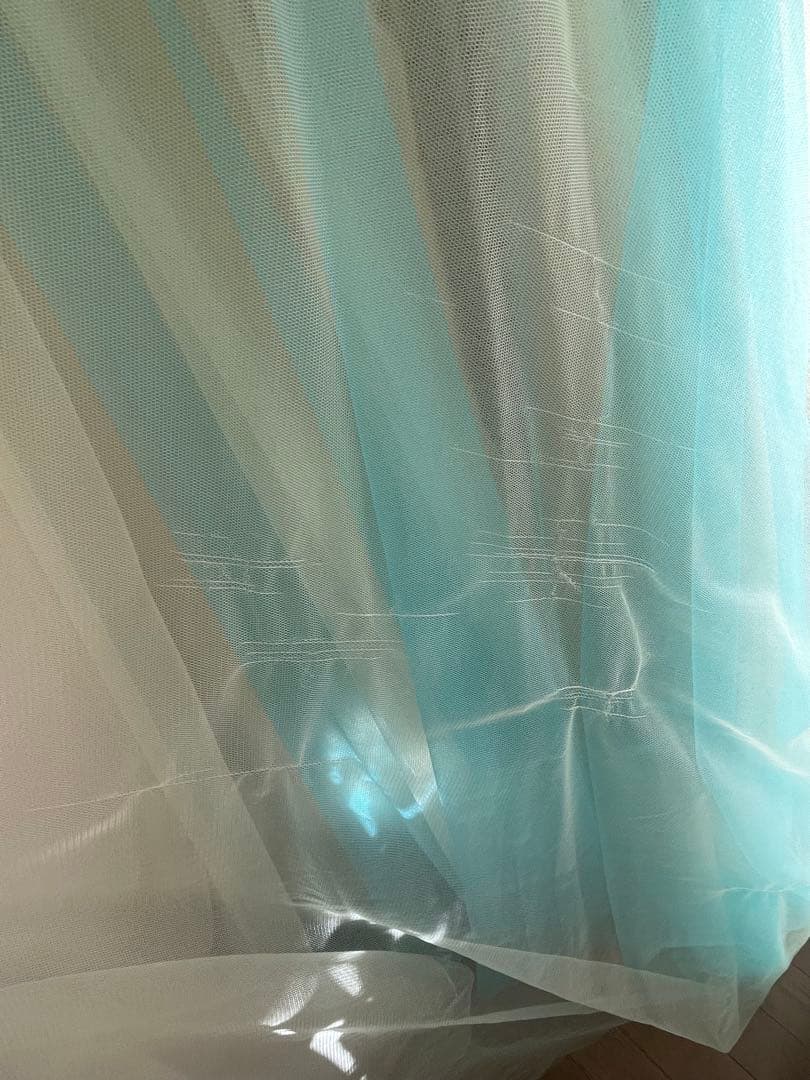 オーロラミントグリーン ビジューコンサート演奏会ウェディングドレス7層構造