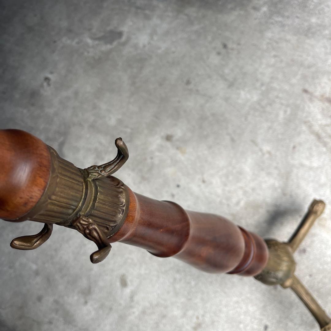 イタリア製 ハンガーポール ハンガーラック 輸入家具 チーク真鍮 ゴールド