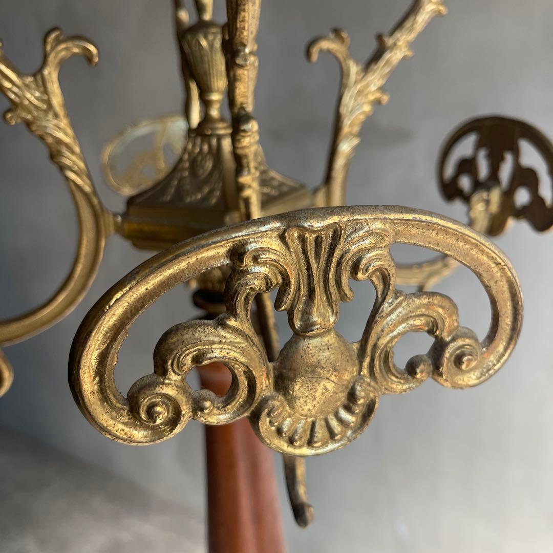 イタリア製 ハンガーポール ハンガーラック 輸入家具 チーク真鍮 ゴールド