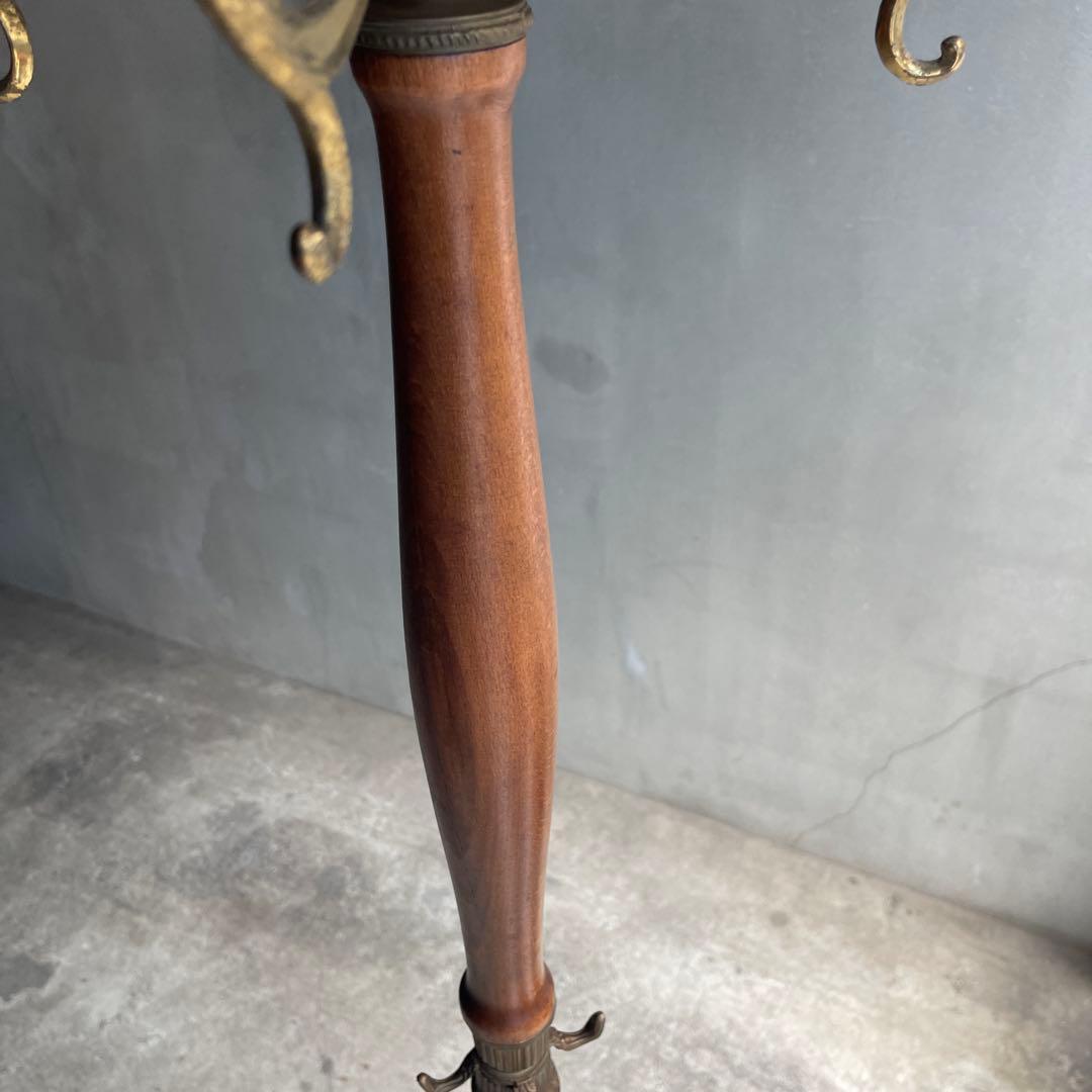 イタリア製 ハンガーポール ハンガーラック 輸入家具 チーク真鍮 ゴールド