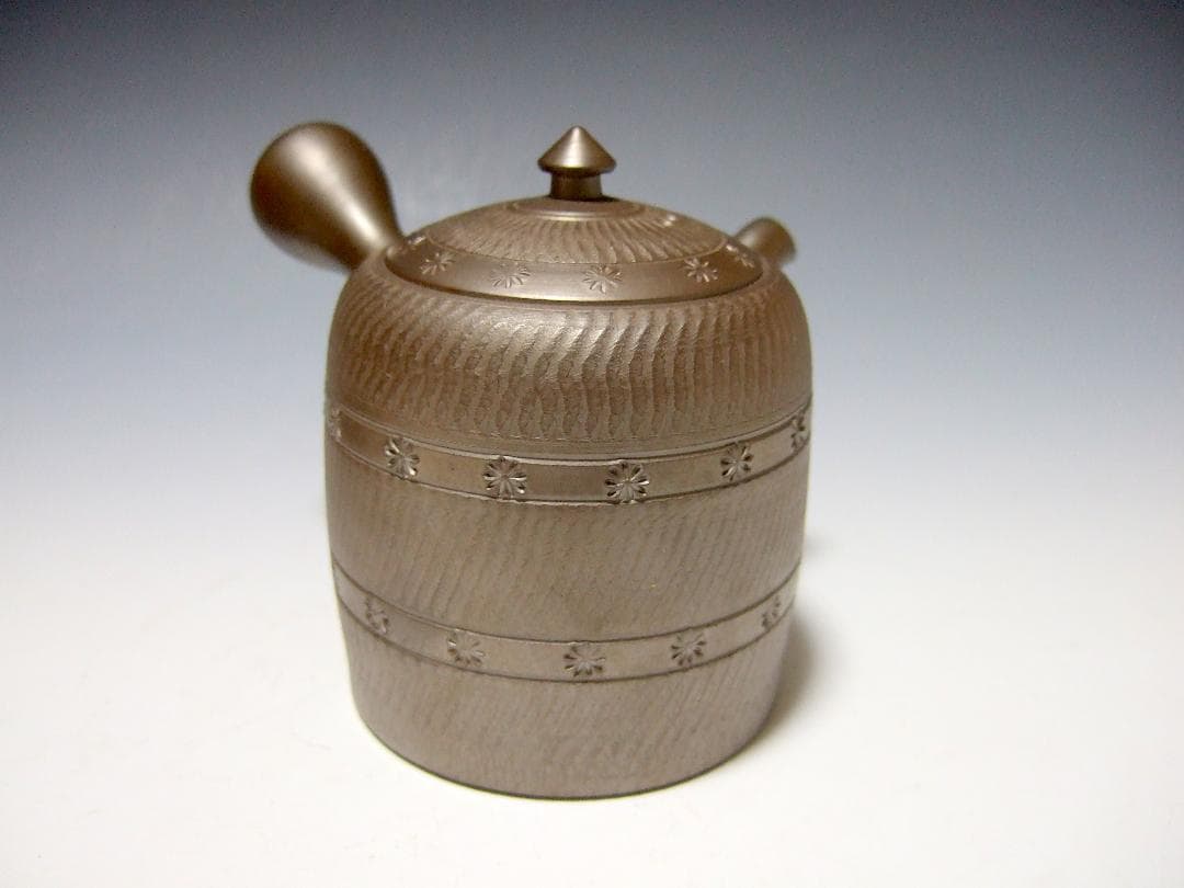 萬古焼 森 伊呂久 造 釣鐘形 横手 急須 共箱 / 万古焼