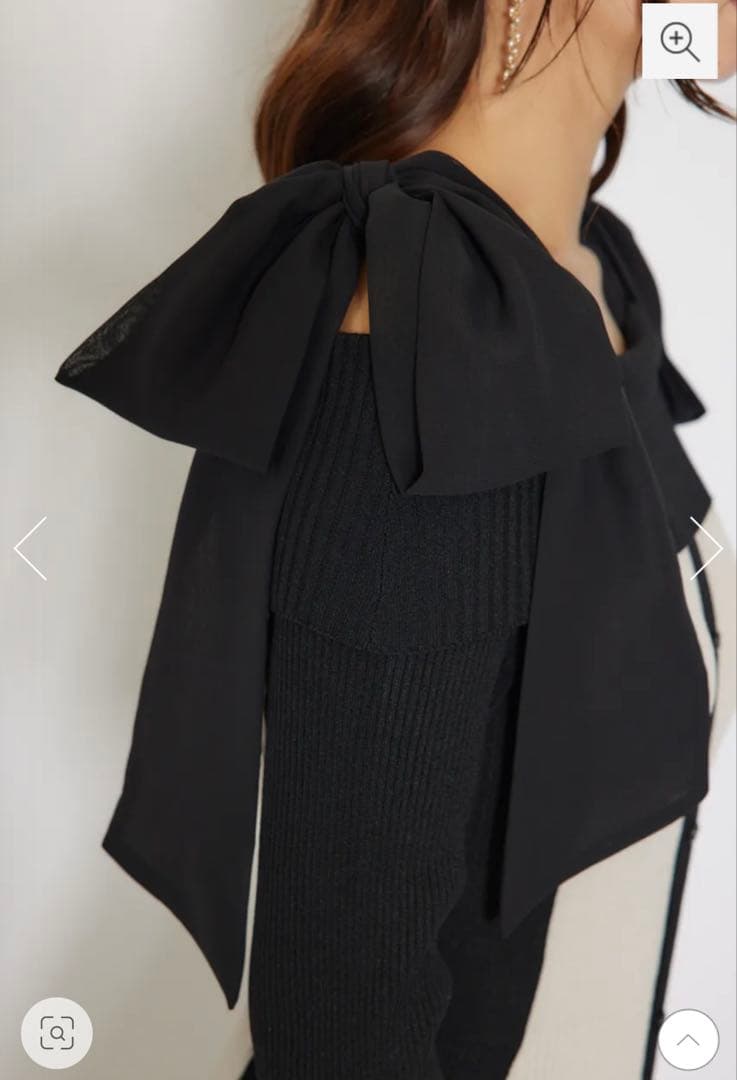 riendaリエンダ　バイカラーオフショルリボンニットワンピース