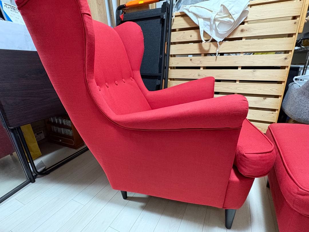 【大阪】IKEA STRANDMON ストランドモン ソファ　オットマン付き　赤