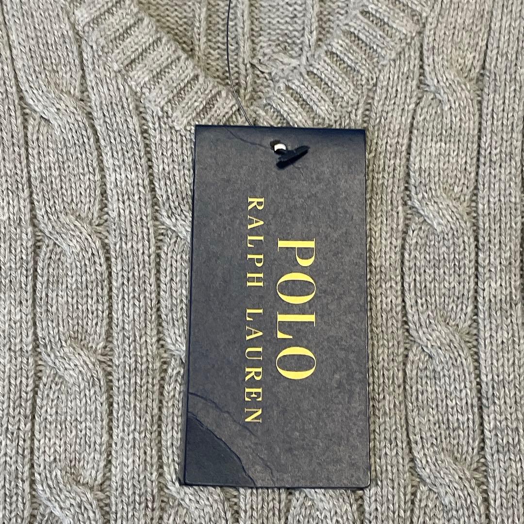 タグ付き未使用✨ポロラルフローレン ケーブルニットベスト 現行 綿 グレー L