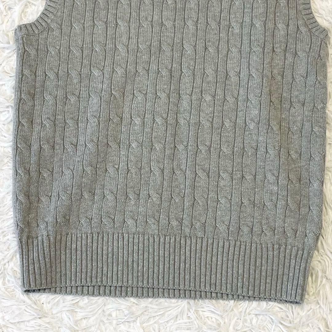 タグ付き未使用✨ポロラルフローレン ケーブルニットベスト 現行 綿 グレー L