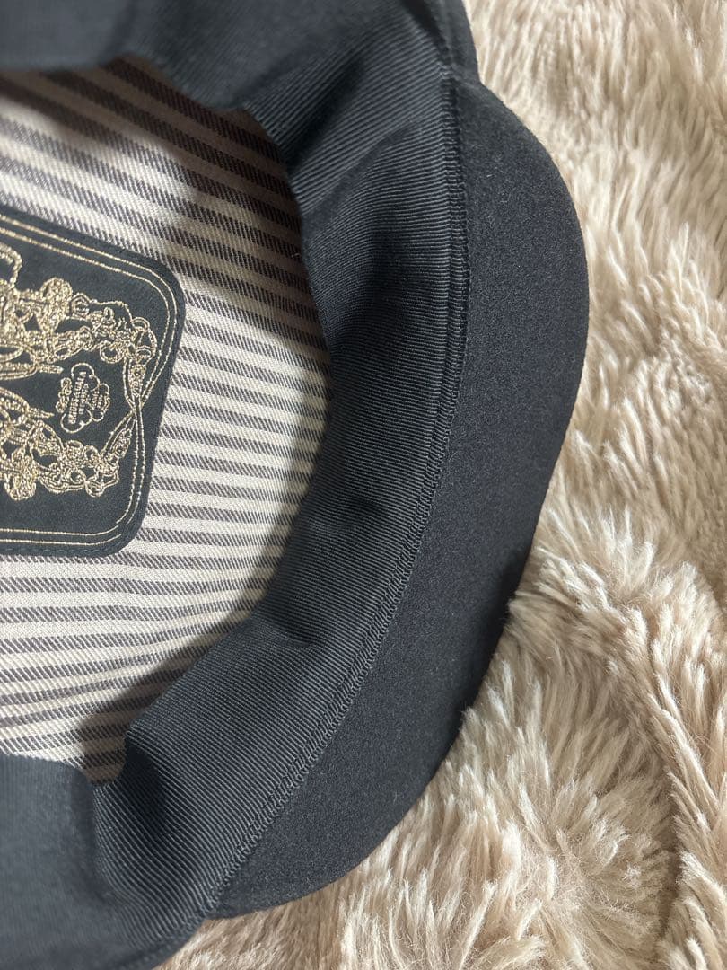 HERMES ブラックシェーヌダンクルキャスケット 58ノワールゴールド金具