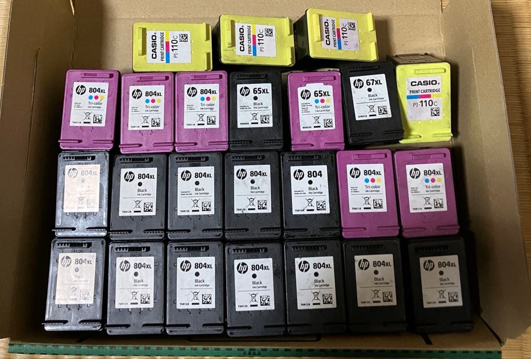 使用済み　純正HP 804XL インクカートリッジ　黒　カラー 他　合計24個