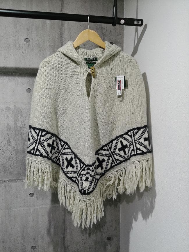 新品 RALPH LAURENラルフローレン ハンドニット ポンチョ ネイティブ