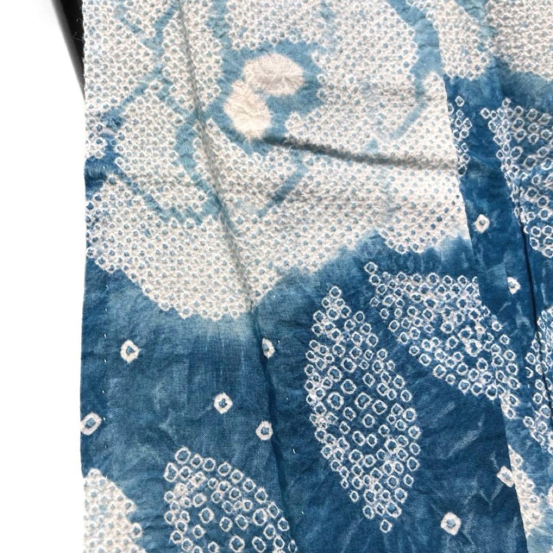 浴衣　有松鳴海絞り　花模様　ブルー　グラデーション　着物　032a d