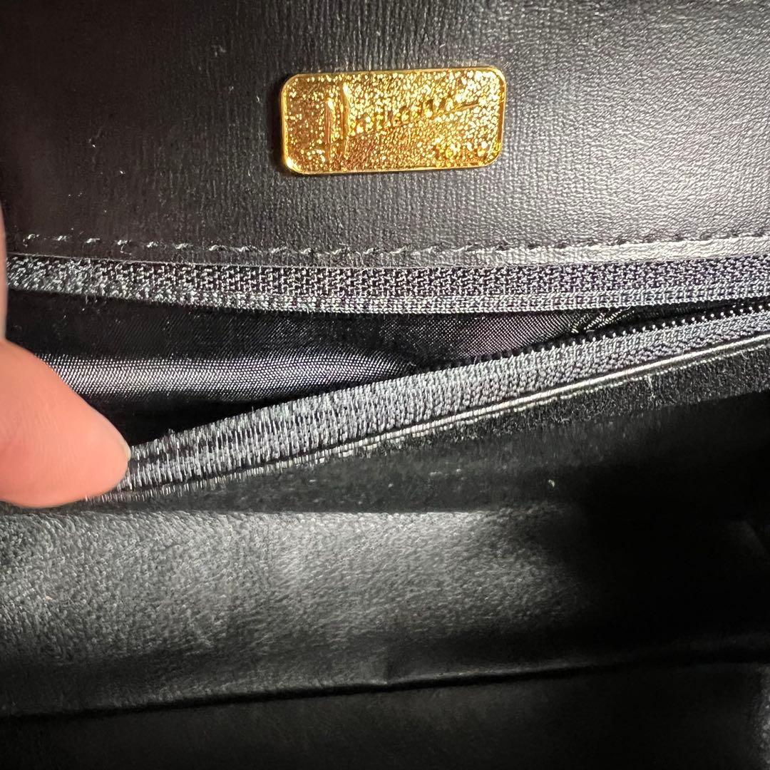 美品 濱野皮革工藝 hamano ハンドバッグ フォーマルバッグ 黒 レザー