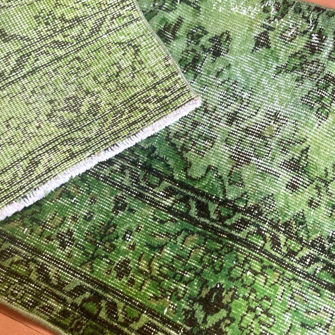 60×120ワサビグリーン　オーバーダイ　トルコあヴィンテージラグ