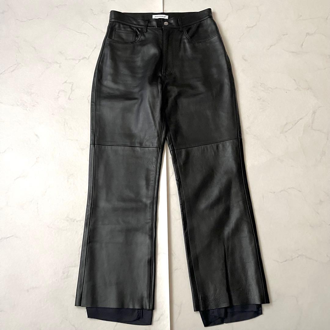 マディソンブルー レザーパンツ ブラック 黒 サイズ02 M 羊革 カットオフ