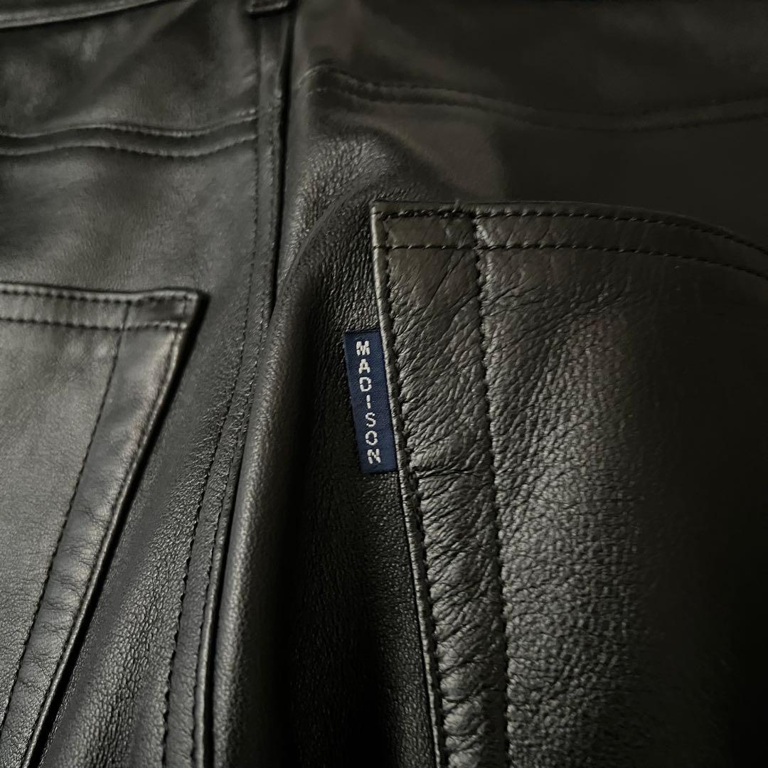 マディソンブルー レザーパンツ ブラック 黒 サイズ02 M 羊革 カットオフ