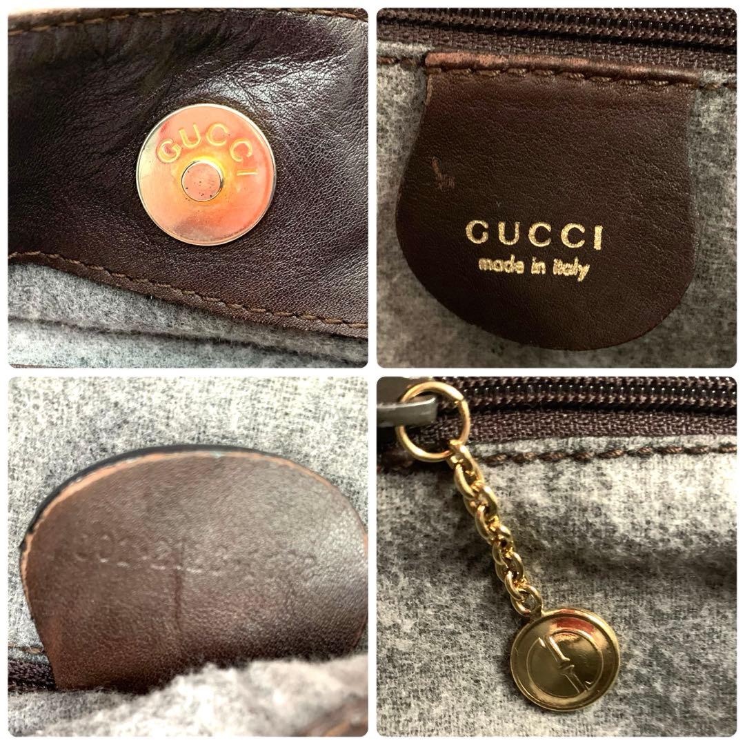 GUCCI グッチ バンブー ハンドバッグ レザー ダークブラウン