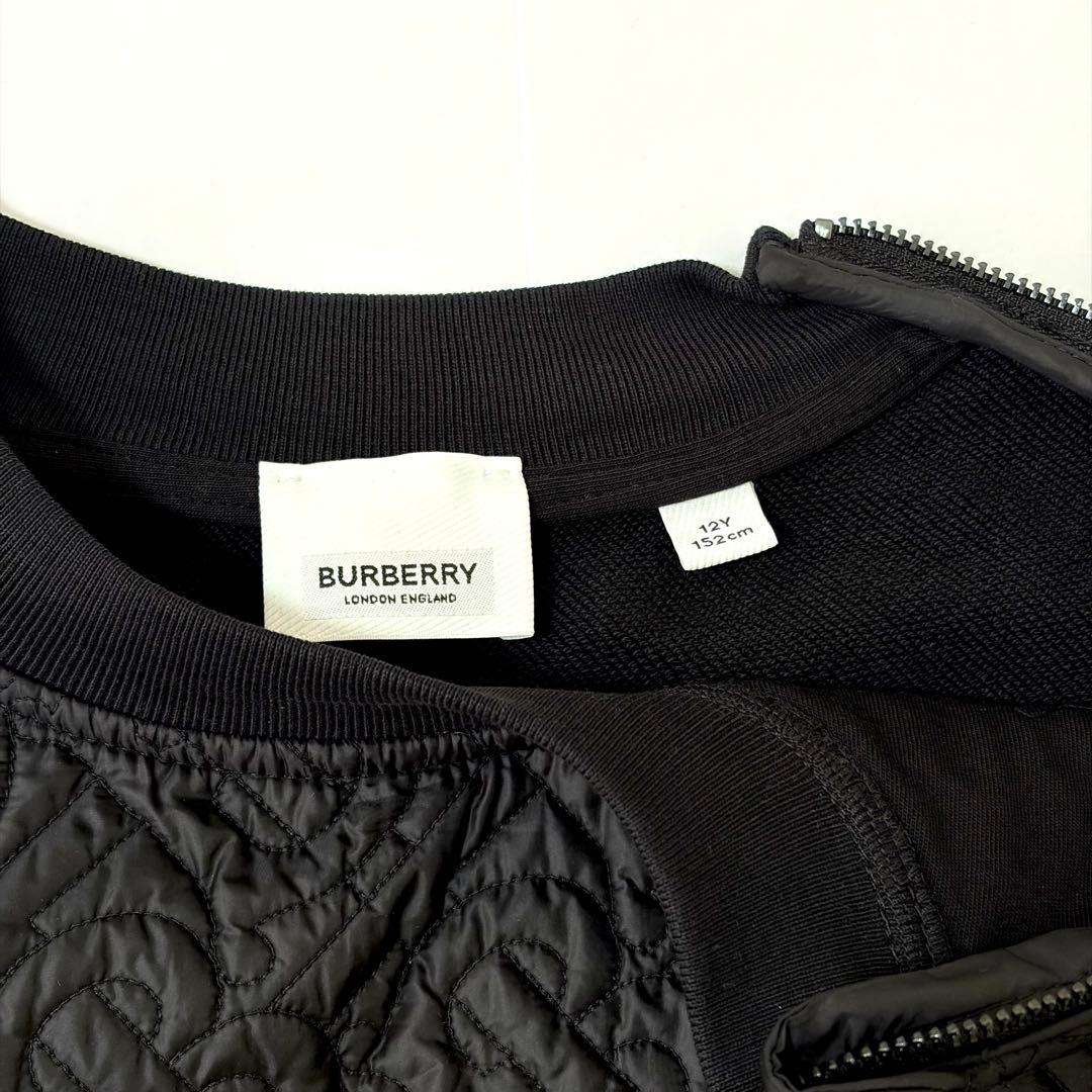 【未使用】BURBERRY ブラックキルティング トレーナー 12Y 152cm